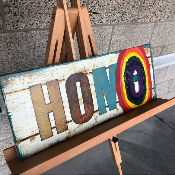 “Homo Is Where The Heart Is” - 20 x 8 Rainbow Flag Gay Wall Art Decor - Picture 3 of 5